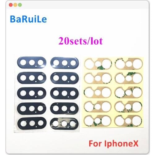 BaRuiLe 20Sets Back Camera Glass for iPhone 7 6 6S 8 Plus X XR XS Max 7Plus Rear Camera Lens with 3M Sticker Adhesive Parts