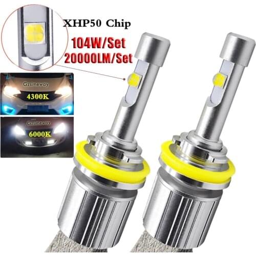 Car Light H11 LED H7 H4 H1 9005 HB3 9012 9006 HB4 D2S Headlight XHP50 4300K 6000K Bulbs 104W 20000LM H3 H8 880 881 Auto Fog Lamp