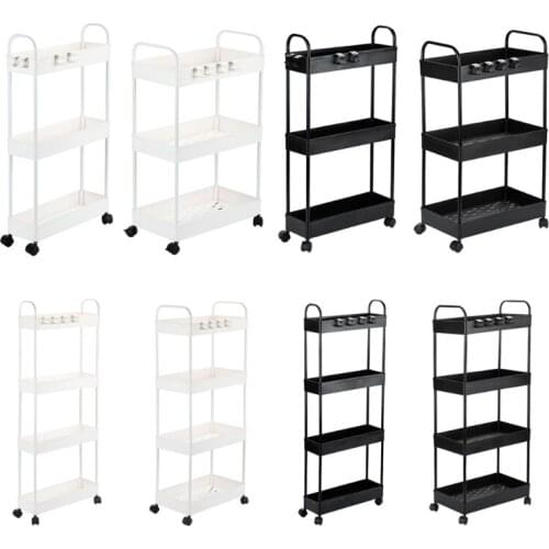 Rolling Storage Cart 3/4 Tier Mobile Shelving Unit Organizer Bathroom Carts with Handle for Kitchen Laundry Room