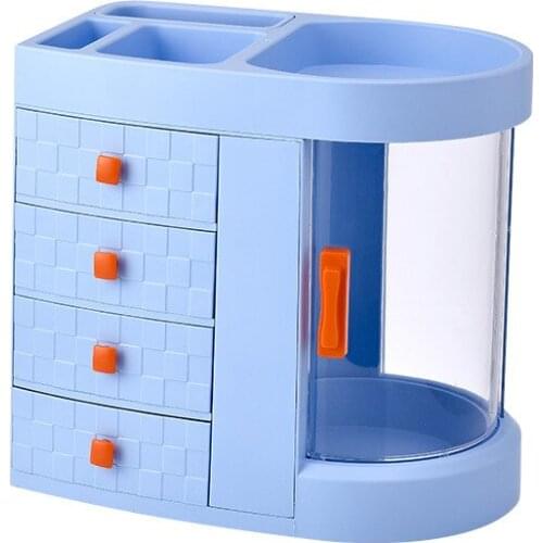 Dressing Table 4 Drawer Makeup Holder Storage Box Transparent Rotation Window Lipstick Organizer For Cosmetic Brush Jewelry