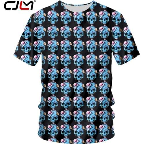 UJWI New 3D Black Skull Man O Neck Tshirt Printed Scary Brain Pattern Mens Hip Hop Tee Shirt Paved Unisex T-shirt Oversize