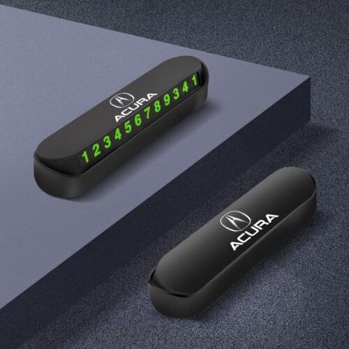 1Pcs ABS Car Temporary Parking Card Luminous Auto Phone Number Card Plate For Acura RDX CDX NSX TLX-L MDX ILX TLX ZDX Integra