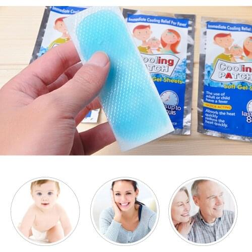 10 pcs Baby Fever Down Medical Plaster Migraine Headache Pain Patch Pads Lower Temperature Ice Gel Polymer Hydrogel