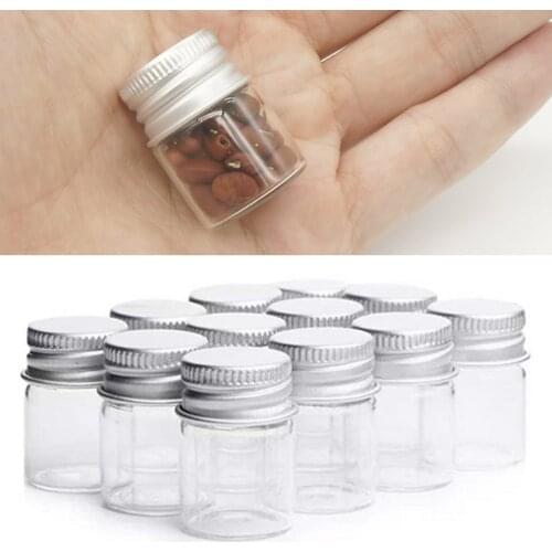 100Pcs Kitchen Jars Glass 5ML Jar Bottles Shisha Tobacco Herb Storage Box Cigarette Accessories With Aluminum Cover Case Smoking