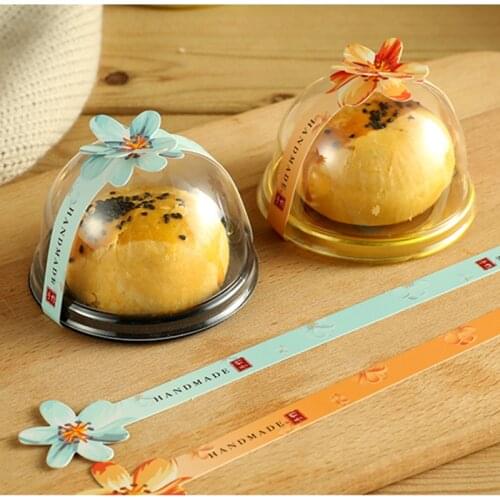 100pcs High quality round moon cake packaging box cute transparent disposable baking package dessert creative plastic boxes