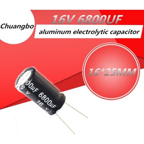 5pcs 6800UF 16V 16*25MM aluminum electrolytic capacitor 16V 6800UF 16*25MM New spot