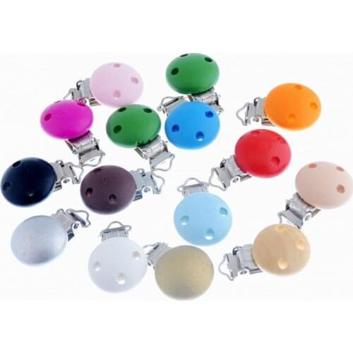 5PCs Baby Pacifier Clips Pattern Wood Metal Holders Cute Infant Soother Clasps Accessories 4.4x2.9cm J3234