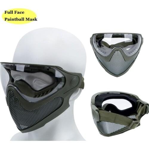 Army Airsoft Full Face Mask Military Tactical Combat Protection Mask Outdoor Hunting Shooting Paintball Face Mask with 3 Lenses