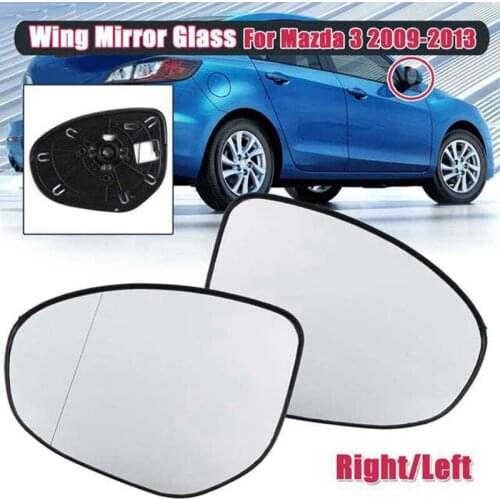 Car Door Wing Rearview Mirror Left Right Side Mirror Glass with Base for Mazda 3 2009-2013 GV7D691G7F GV7D691G1F