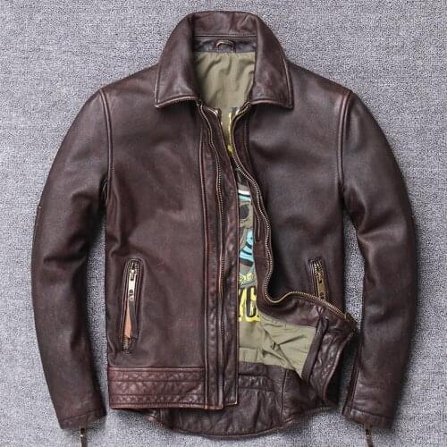 Free shipping.2020 New genuine Leather jacket.cool Vintage cowhide coat,Men fashion biker style jacket.plus size sales