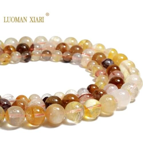 Top AAA Natural Brazil Quartz Red Gum Flower Crystal Round Natural Stone Beads For jewelry Making DIY Bracelet Necklace 8-12MM