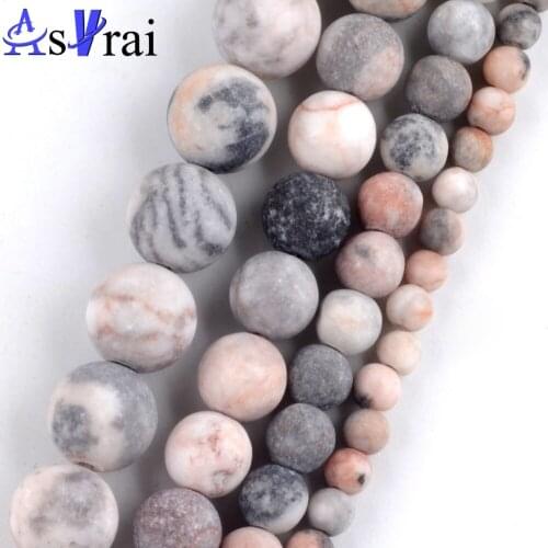 Natural Matte Pink Zebra Jaspers Stone Beads For Jewelry Making 4 6 8 10 12mm Round Loose Spacer Beads DIY Bracelet Necklace 15"
