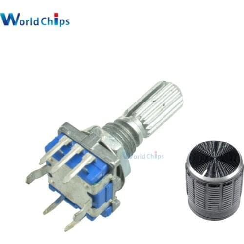 5 Set 360 Degree EC11 Rotary Encoder Code Switch Digital Potentiometer with Knob 7 Pins Shaft Dia. 6mm*20mm for Arduino
