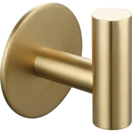 Brushed Gold 304 Stainless Steel Bathroom Robe Hook Clothe Holder Wall Mounted Nail Free Bag Rack Key Hanger Bath Hardware Black