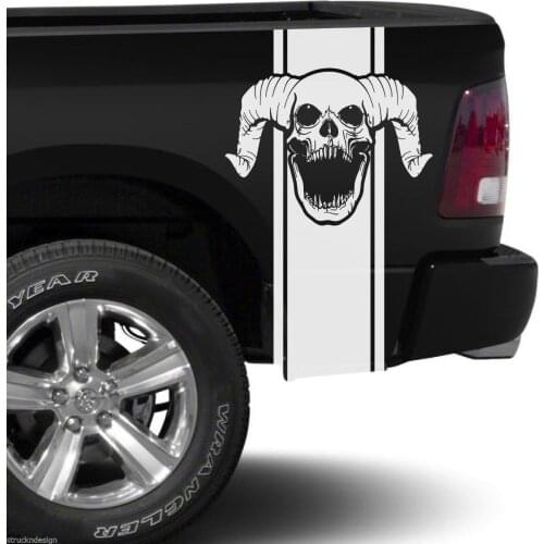 For 2xDodge Ram Stripe Logo Graphic Decal Sticker Side Rear Truck bed Vinyl Skull Camo