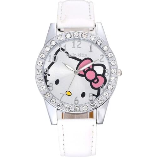 Hodinky kids Cute Cartoon Pink Fashion Watch Stainless Steel Case High Quality Leather Strap Girls Quartz Watch Relogio Feminino