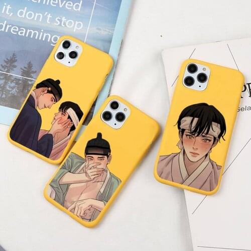 Comic Painter of the Night Phone Case For iphone 12 11 Pro Max Mini XS 8 7 6 6S Plus X SE 2020 XR Candy yellow Silicone cover