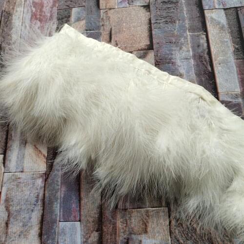 Hot Wholesale 2 yards Beige 13-17 cm natural Turkey fluff feathers ribbon For Dress/Clothes Accessory Decoration