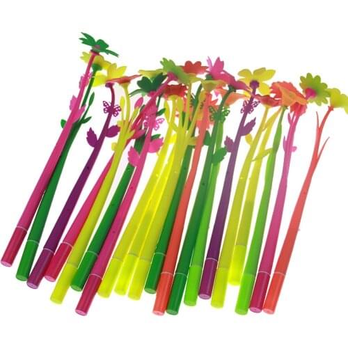 20pcs Many Fashion Spicy Creative Stationery Sweet Lucky Bloom Plant Floral Pattern Handle Ballpoint Pen Stationery