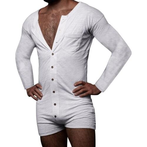 Solid Color Tight One-piece Shorts Long Sleeve Sexy Crew Neck One-piece Clothes New European American Pajamas Home Clothes