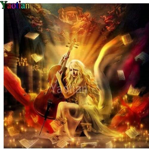 Full Drill Diamond Painting Kits for Fantasy beauty violin Cross Stitch Diamond Embroidery Sale Home Decor Mosaic Picture Pasted