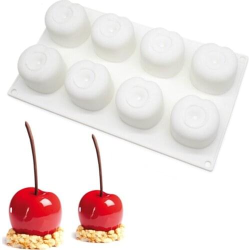 New 8 Hole Cherry Silicone Mousse Mold DIY Peach Cake Mould Baking Moule For Pudding Chocolate Pies Brownie Dessert Bakeware