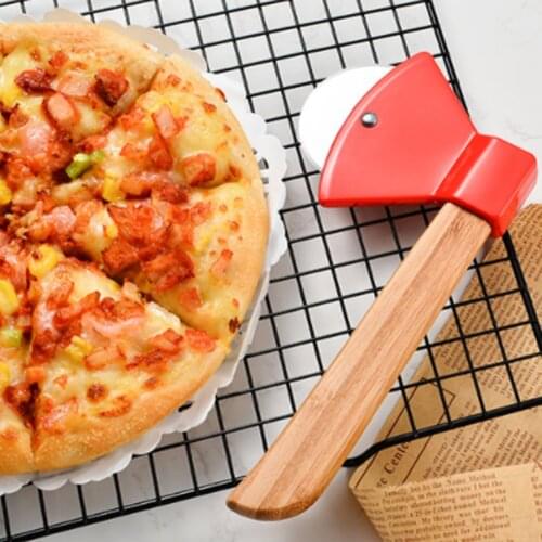 New Creative Pizza Cutter Single Wheel Pizza Slicer Tools Household Ax Shape Waffle Cookie Cake Knife for Kitchen Restaurant