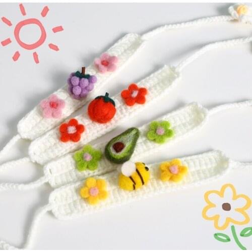 Pet Cat Dog Collar Handmade Variegated Flowers Adjustable Necklace Fruit Bib Suitable For Small Cats Dogs Rabbit Pet Supplies