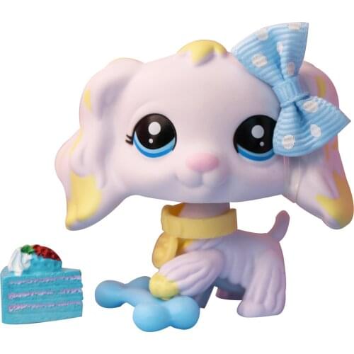 Pet Shop Custom Made Banana Cocker Spaniel Yellow White Body With Accessories Lot Collection Boys Girls Gift 4 PCS