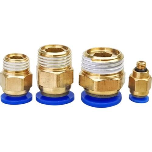 PC Type 4-12mm 1/8 1/4 3/8 1/2 M5 BSPT Thread Blue Quick Push In Air Straight Joint Brass Plastic Male Tube Pneumatic Fittings