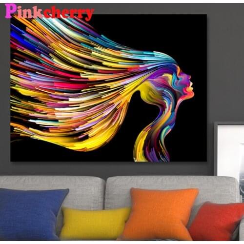 Full Square round Diamond Painting Long hair abstract clods girl 5D Diamond Embroidery Sale Rhinestones Pictures Diamond Mosaic