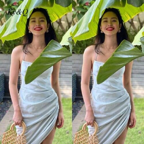 Holiday Style Sexy Suspender Dress Open Back Beach Cross Bandage Irregular Temperamental Dresses 2021 Summer Fashion