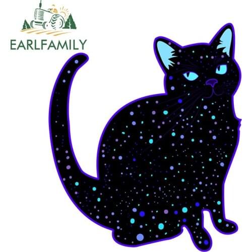 EARLFAMILY 13cm x 11cm for Stylish Starry Cat Decal Personality Car Stickers Air Conditioner Refrigerator Scratch-Proof Decor