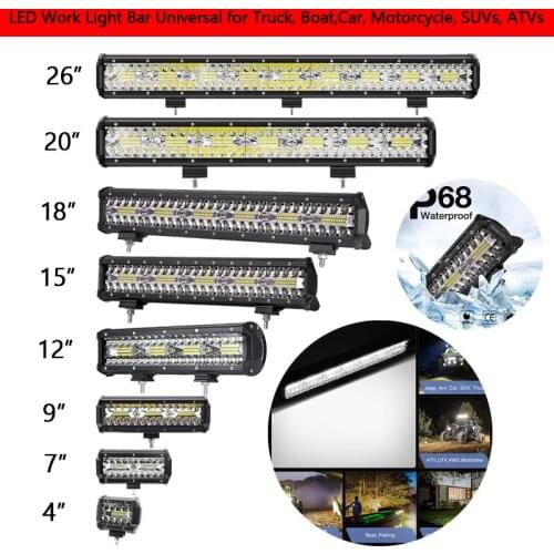 Led Word Light Bar 4" 7" 9" 12" 15" 18" 20" 26" Waterproof Work Light Combo Car Boat Hight Low Beam Spot Flood Road Light Lamp