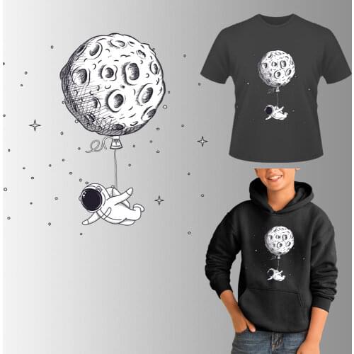 Children Spaceman Iron On Patches For Clothing Thermal Sitckers Stripe On Clothes Appiqued DIY Patch Decal For Parches Ropa