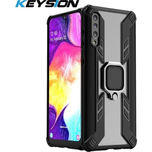 KEYSION Shockproof Armor Case For Samsung Galaxy A50 A30 A20 A10 M20 Stand Car Ring Phone Cover for Samsung S10 S10e A9 A7 2018