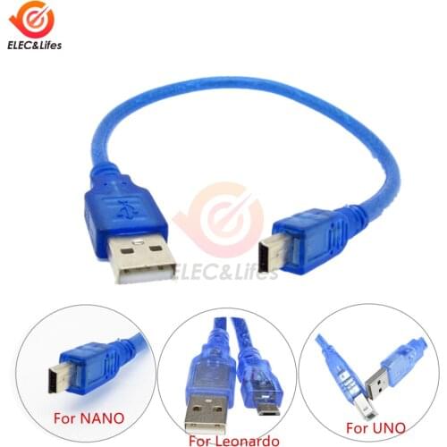 30CM USB Cable for UNO R3/Nano XBEE /MEGA2560/Leonardo/Pro micro/DUE Line Blue High Quality A type USB/Mini USB/Micro USB Port