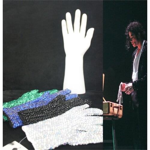 In Memory MJ Michael Jackson Colorful Both Side Crystal Rhinestone Handmade Performance Collection Glove