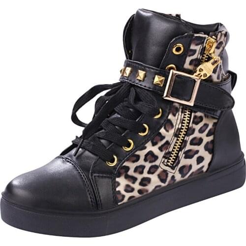 Ladies Casual Shoes Woman Leopard Print Flat Bottom Women Boots Lace-up Ankle Boots Leisure Womens Shoes zapatos mujer XKD2062