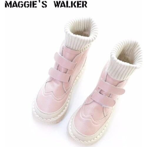 Maggies Walker Womens Genuine Leather Fashion Boots Hand-made Autumn Casual Patchwork Lacing Boots Size 35~40