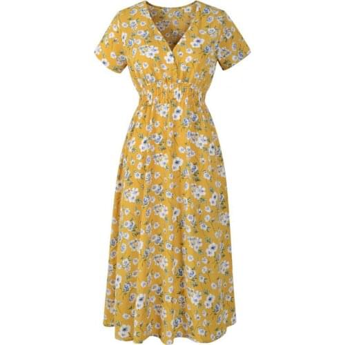Women Dress Floral Print V Neck Spring Summer Short Sleeve Waist Tight Dress for Dating Fashion Short Sleeve Elegant Slim Casual