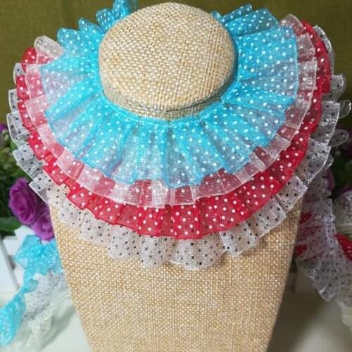 1M Orange Green Dot Lace Fabric Lace Trim Laces Collar Guipure 2.5cm Sewing Dress 3D Lace Fabric For Dresses encaje dentelle LP3