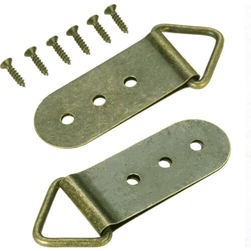 2Pcs Picture Oil Painting Mirror Frame Hooks Hangers Triangle D-Ring Mirrors Hanging With Screws Bronze 3 Holes 64*27mm