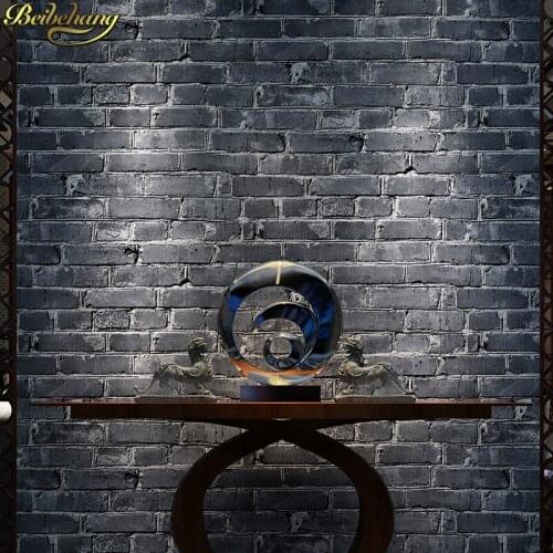 Beibehang papel de parede 3d black Brick Wallpaper Roll Vinyl 3d flooring PVC gray Stone Wall Paper for living room decoration