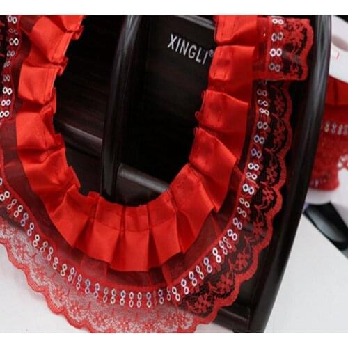 40Yards Pleated Lace Trim Wedding Decoration Diy Crafts Cloth Sewing Supply Sequins Laces Ribbon High Quality