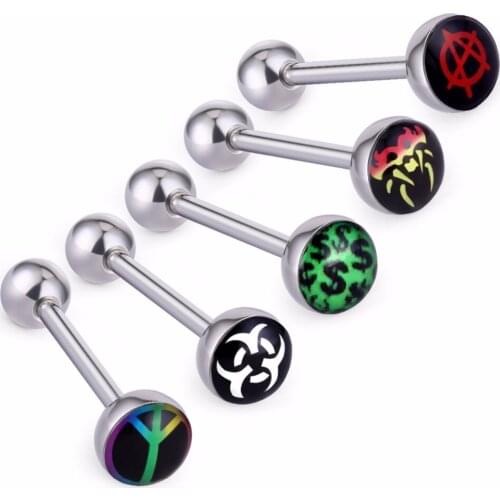 5pcs/lot Sexy Smile Colorful Assorted Steel Ball Tongue Bar Ring Barbell Piercing Tongue Body Piercing Kit for Girls SD093