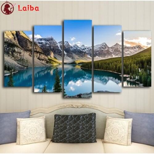 Diamond Mosaic Picture Natural scenery, mountains, forests, lakes Of Rhinestone Diamond Painting Cross Stitch Embroidery 5pcs