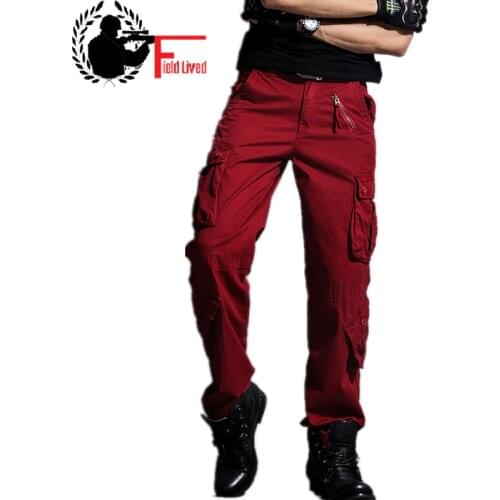 Army Pants Multi Pocket 2020 Brand Loose Overalls Mens Trousers Casual Pants Male Khaki Red Green Navy Blue