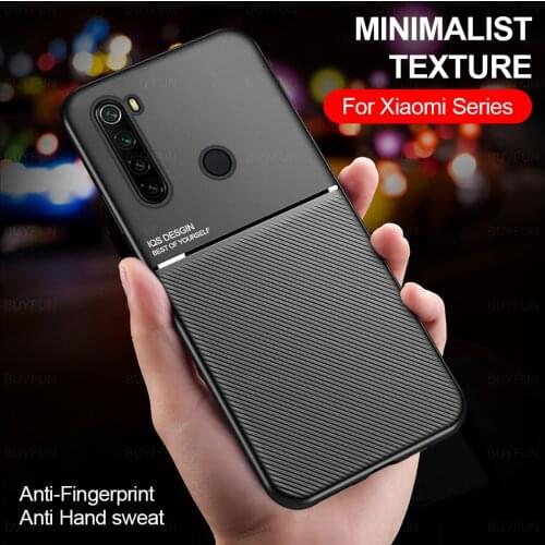 Car magnetic holder silicone phone case for xiaomi Redmi Note 8 8t pro leather texture For Redmi Note8 Note8pro coque funda