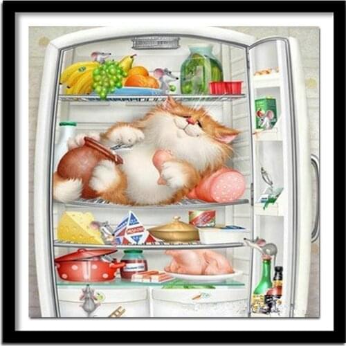 Free shipping diamond embroidery cat and mouse needlework cross stitch resin full diamond painting wall picture